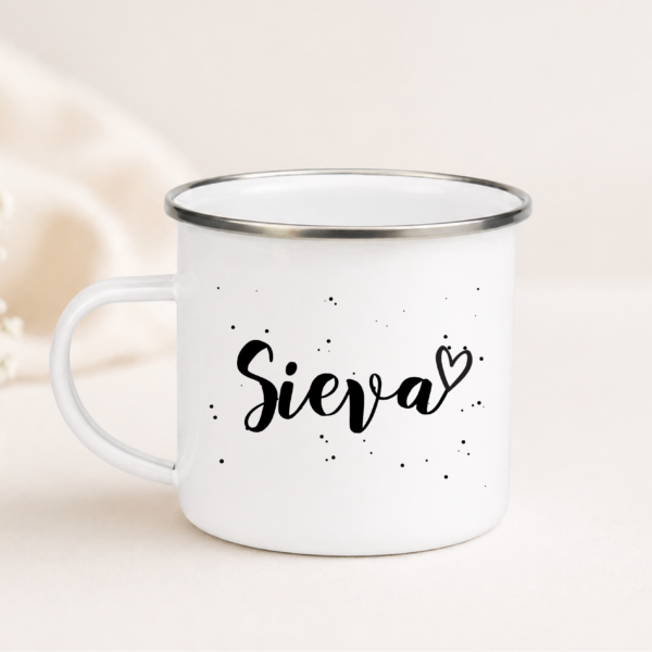 Metāla krūze ar uzrakstu Sieva